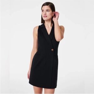 Spanx Perfect Ponte Vest Mini Sleeveless Dress‎ Black Business Office Size XS